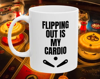 Taza divertida de pinball: "Volver es mi cardio", taza de café arcade