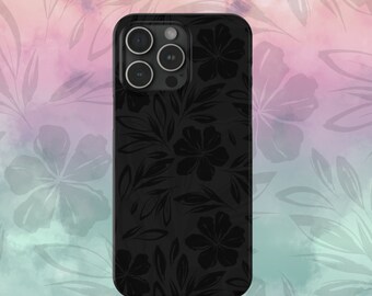 Funda floral negra para iPhone: estampado de flores silvestres dibujado a mano