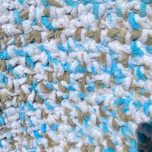 Crochet Blue/Sand/White Baby Afghan