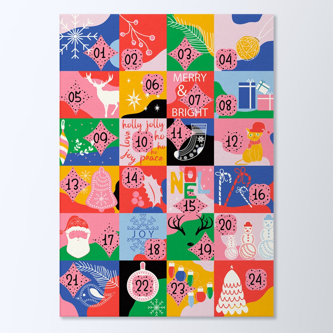 Advent Calendar Poster Modern Contemporary Advent Calendar Etsy