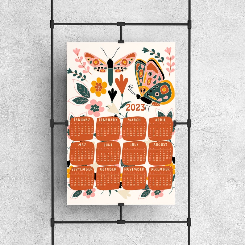 2024 Poster Calendar Butterfly and Moth Wall Calendar 8x10 Etsy