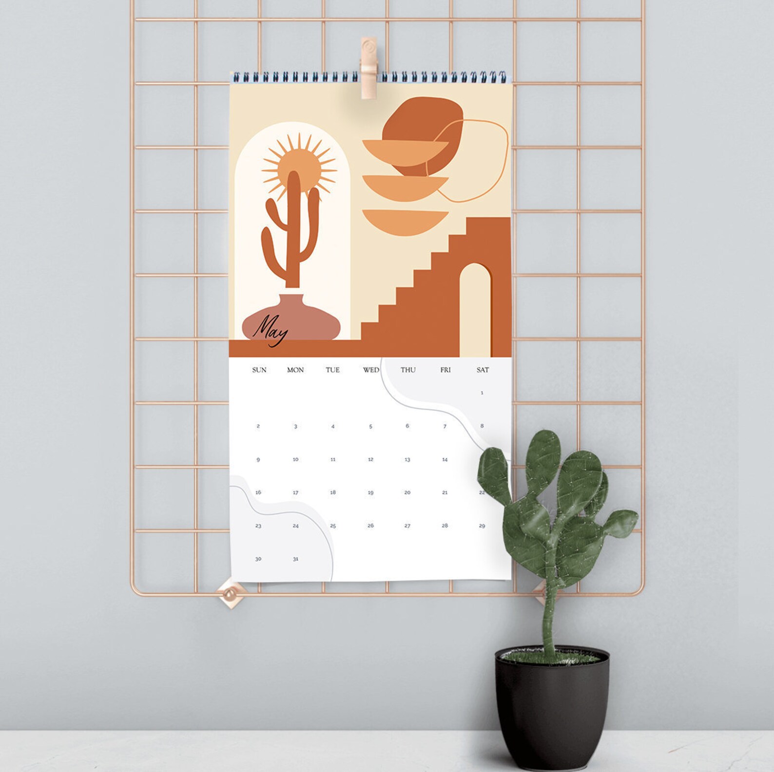 2021 Modern Bohemian Wall Calendar Contemporary Earth Tone Etsy