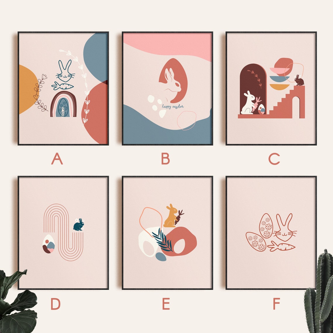 Mid Century Modern Easter Decor Easter Bunnies Easter Eggs Etsy