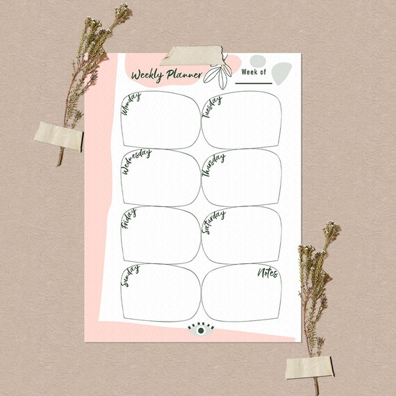 cute printable minimal aesthetic weekly planner minimal etsy