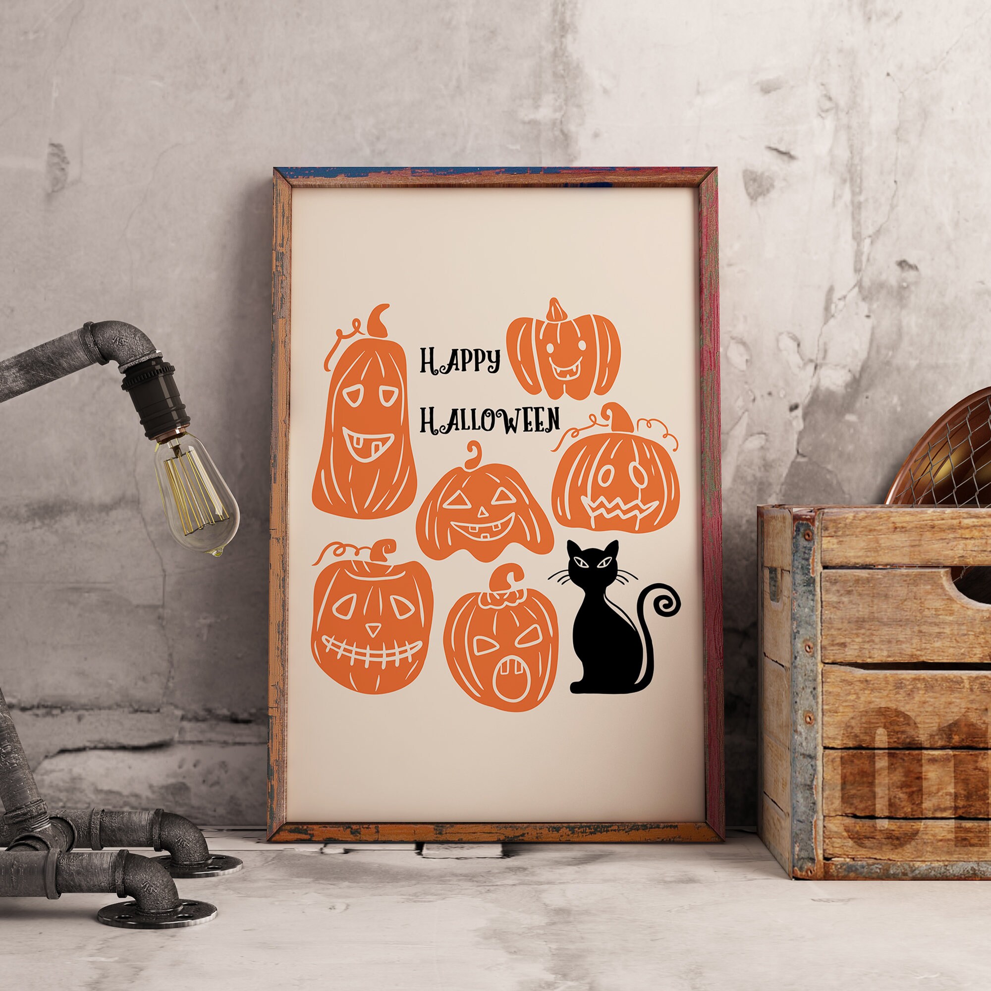 Halloween Decor Modern Art Set Halloween Decor Minimal - Etsy