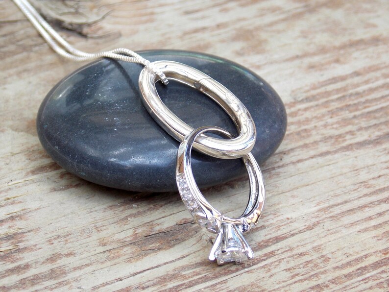 Ring Holder Necklace Ring Holder Pendant Ring Keeper Sterling Etsy