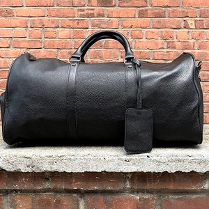 Handmade Leather Duffle Bag The Endre Weekender Vintage Leather Duffle Bag Black Leather Travel Bag Mens Leather Duffle Bag image 1