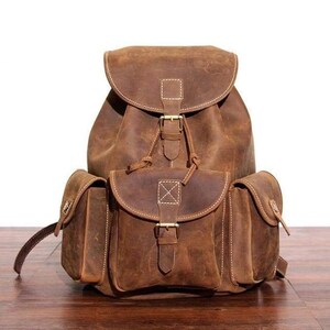 The Asmund Backpack Genuine Leather Rucksack Yellow Brown