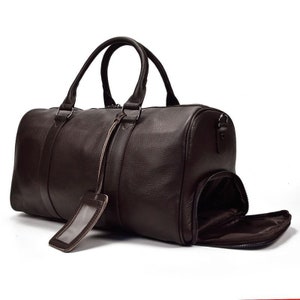 Handmade Leather Duffle Bag The Endre Weekender Vintage Leather Duffle Bag Black Leather Travel Bag Mens Leather Duffle Bag image 8