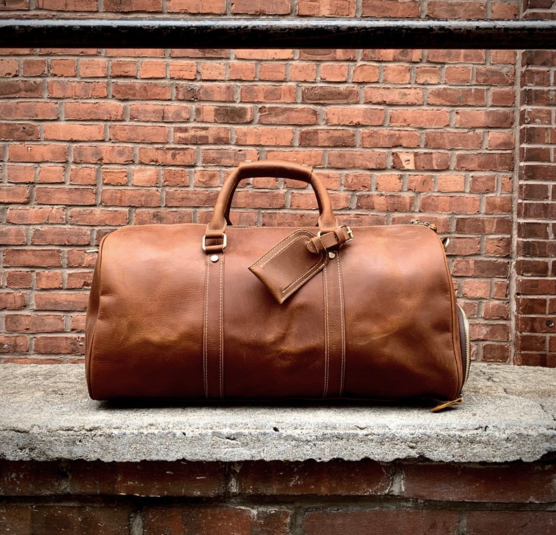 Handmade Leather Duffle Bag Large Leather Duffle Bag Vintage Leather