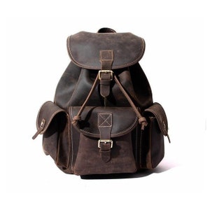 The Asmund Backpack Genuine Leather Rucksack Dark Brown