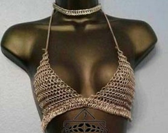 Chain Mail Bra With Skirt Butted Chainmail Bra, UKE-127