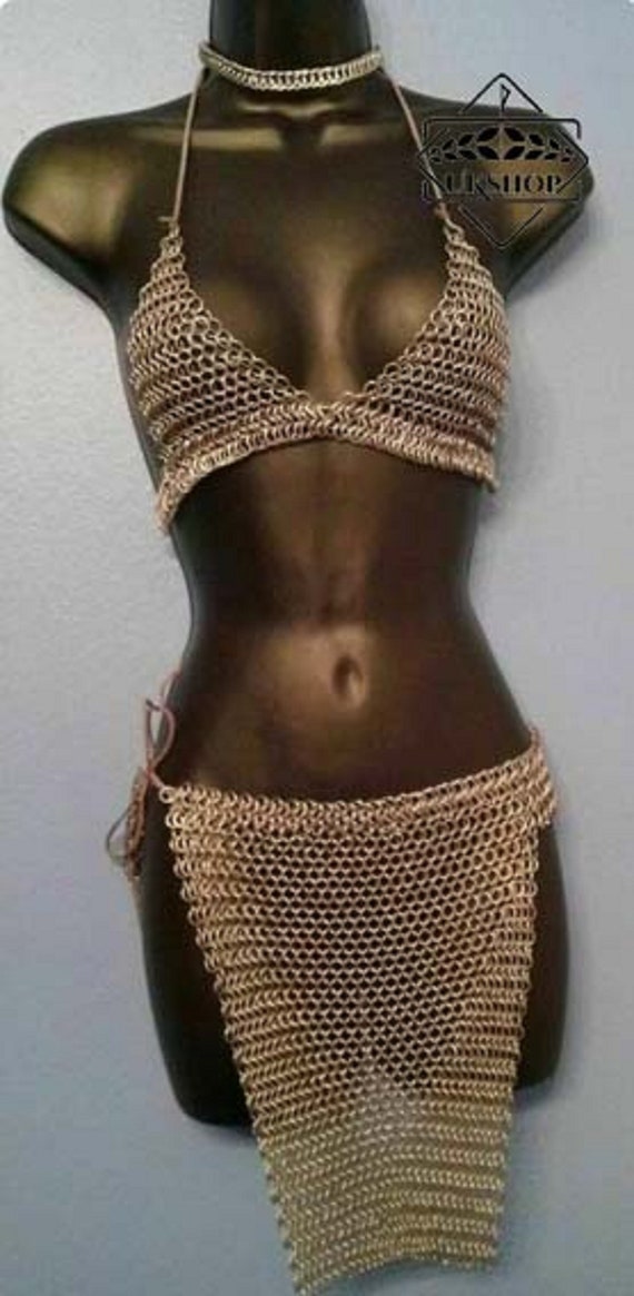 Medieval Chainmail Aluminum Butted Bra and Skirt Knight Armor 