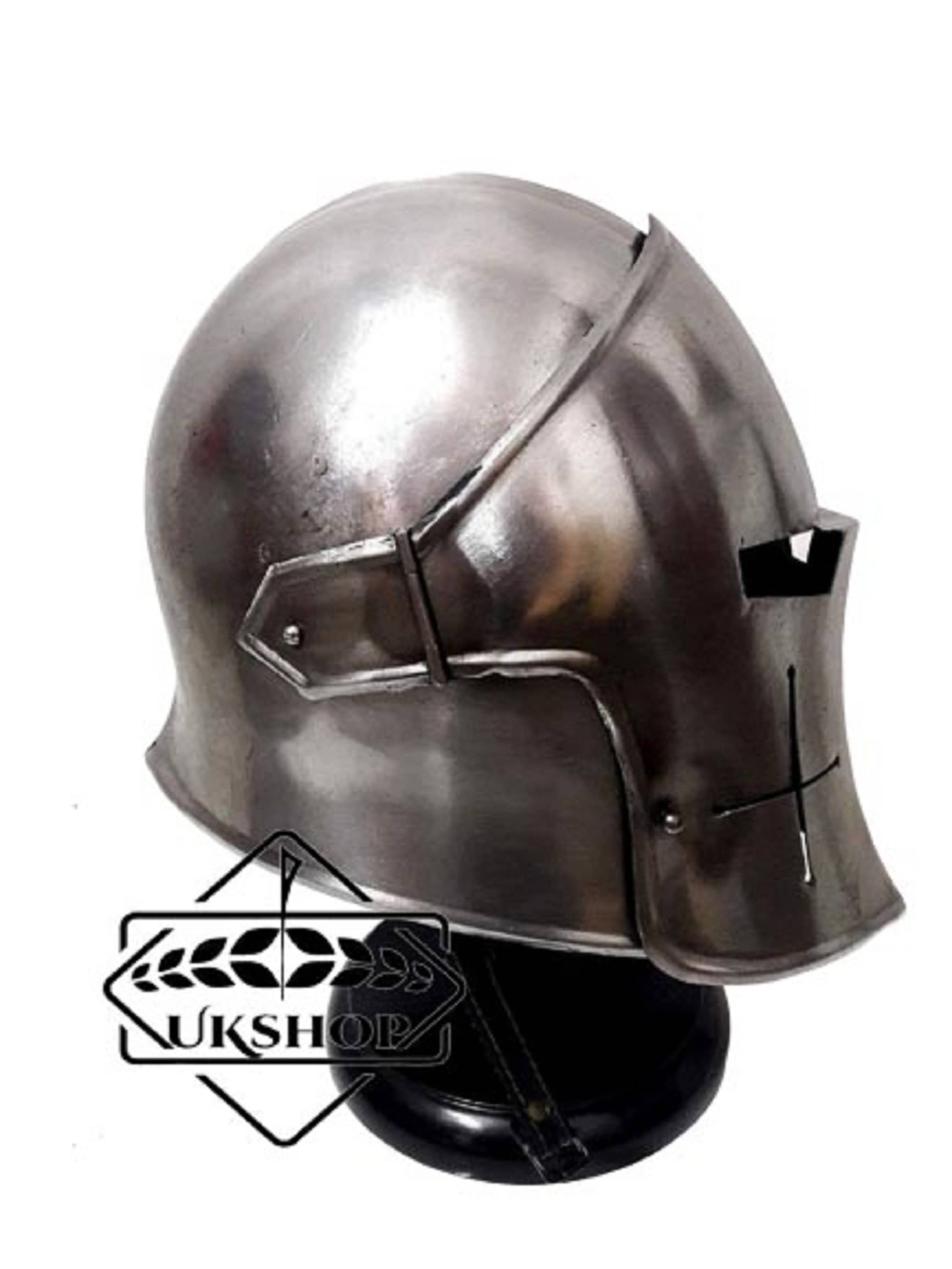 Middeleeuwse Barbute helm Visored Brushed Steel Knights Etsy Nederland