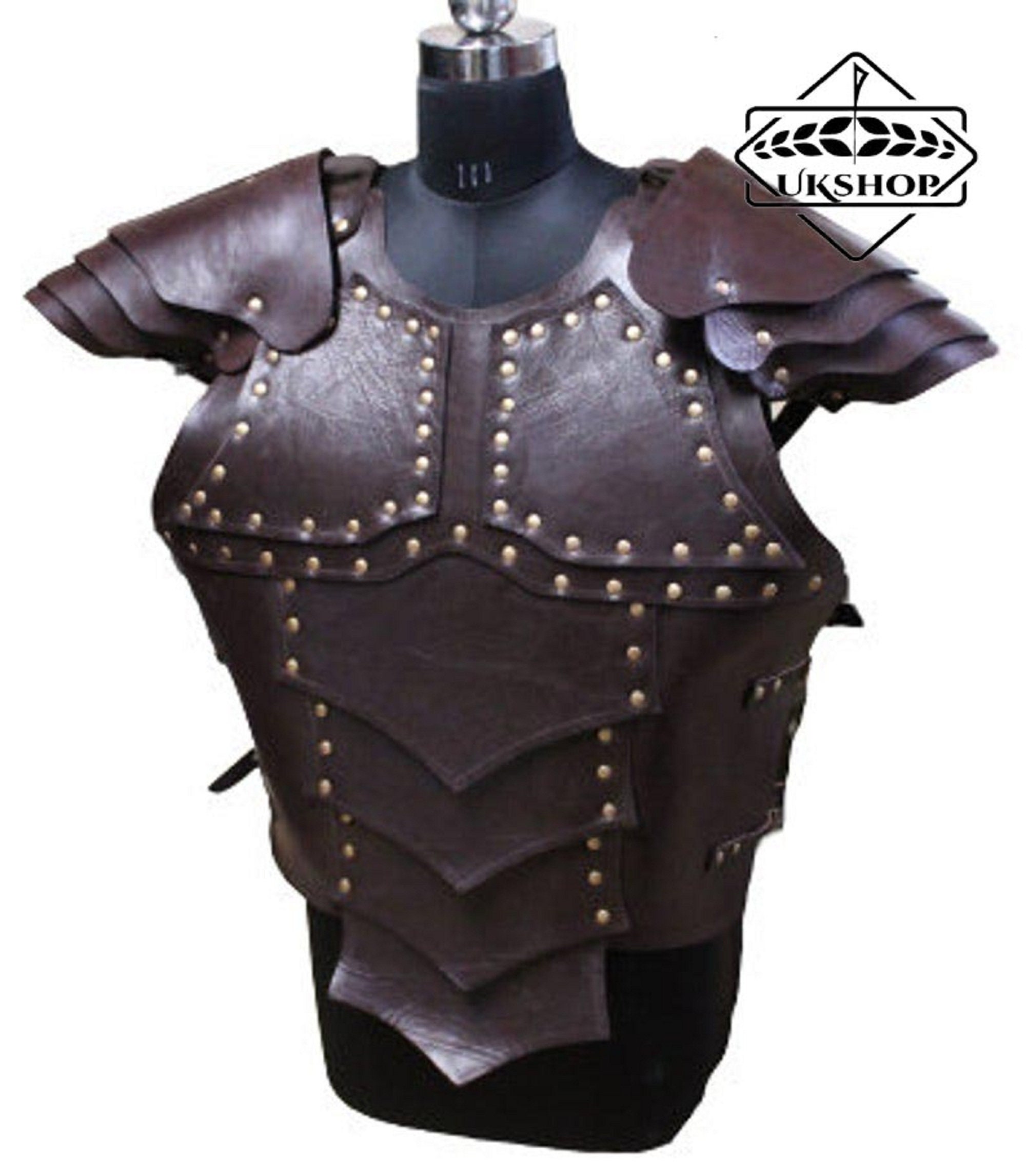 Black Leather Breastplate armour & Arm Bracers Medieval Viking Armor  Costume SCA