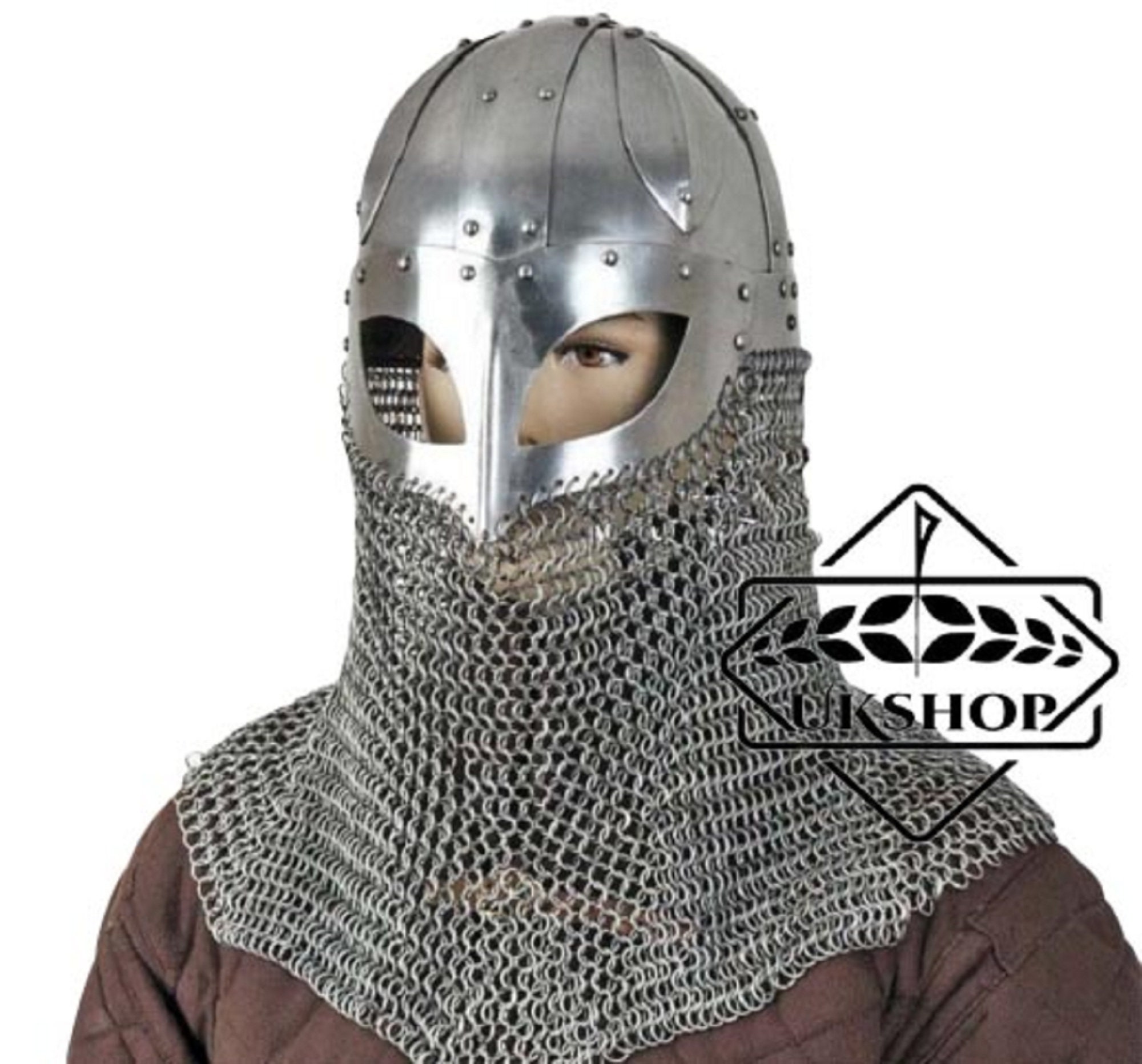 Details about   Historial Medieval Viking Helmet Battle Armor+18G Steel and Chain mail sca 