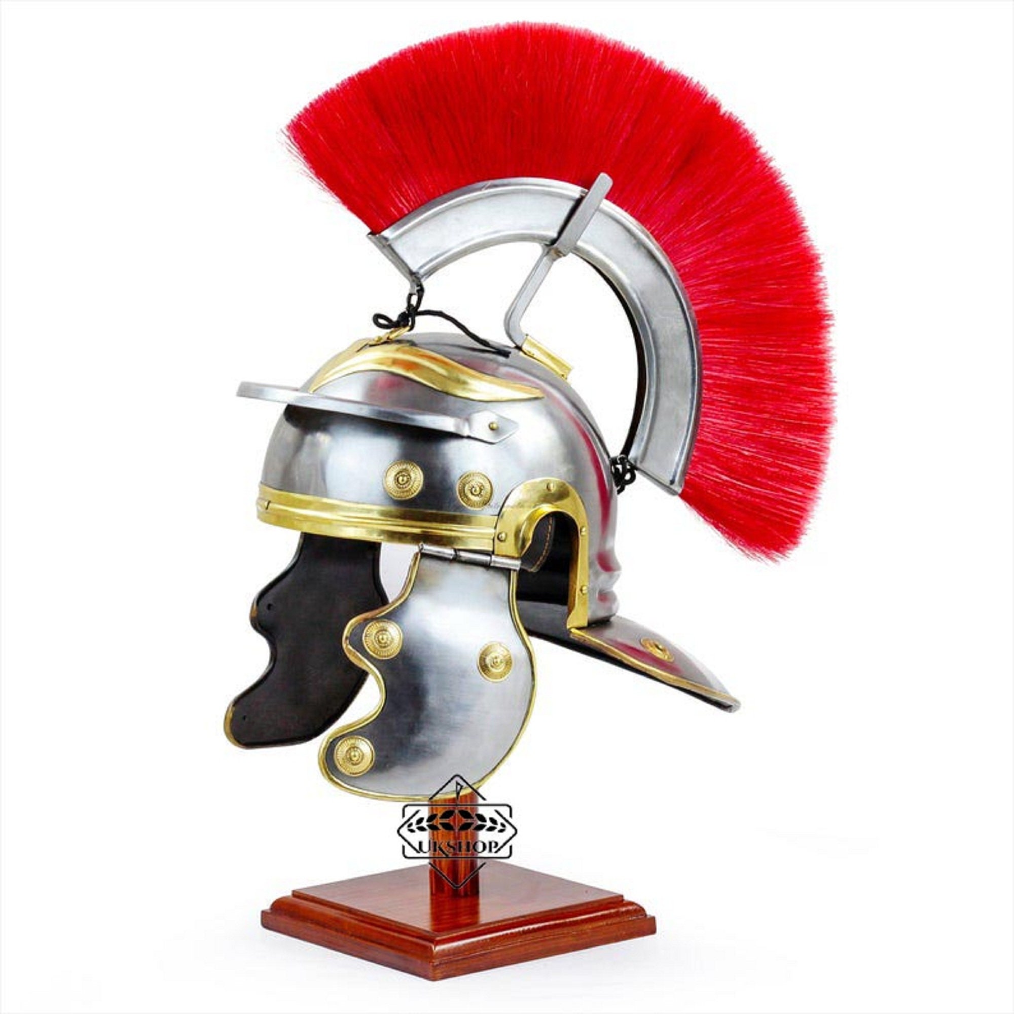 18 Guage Brass Medieval Knight Roman Centurion Helmet With Plume Halloween Gift 