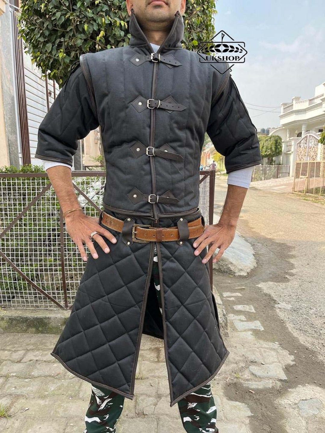 Medieval Gambeson With Black Leather Trimmed Thanks Giving picture