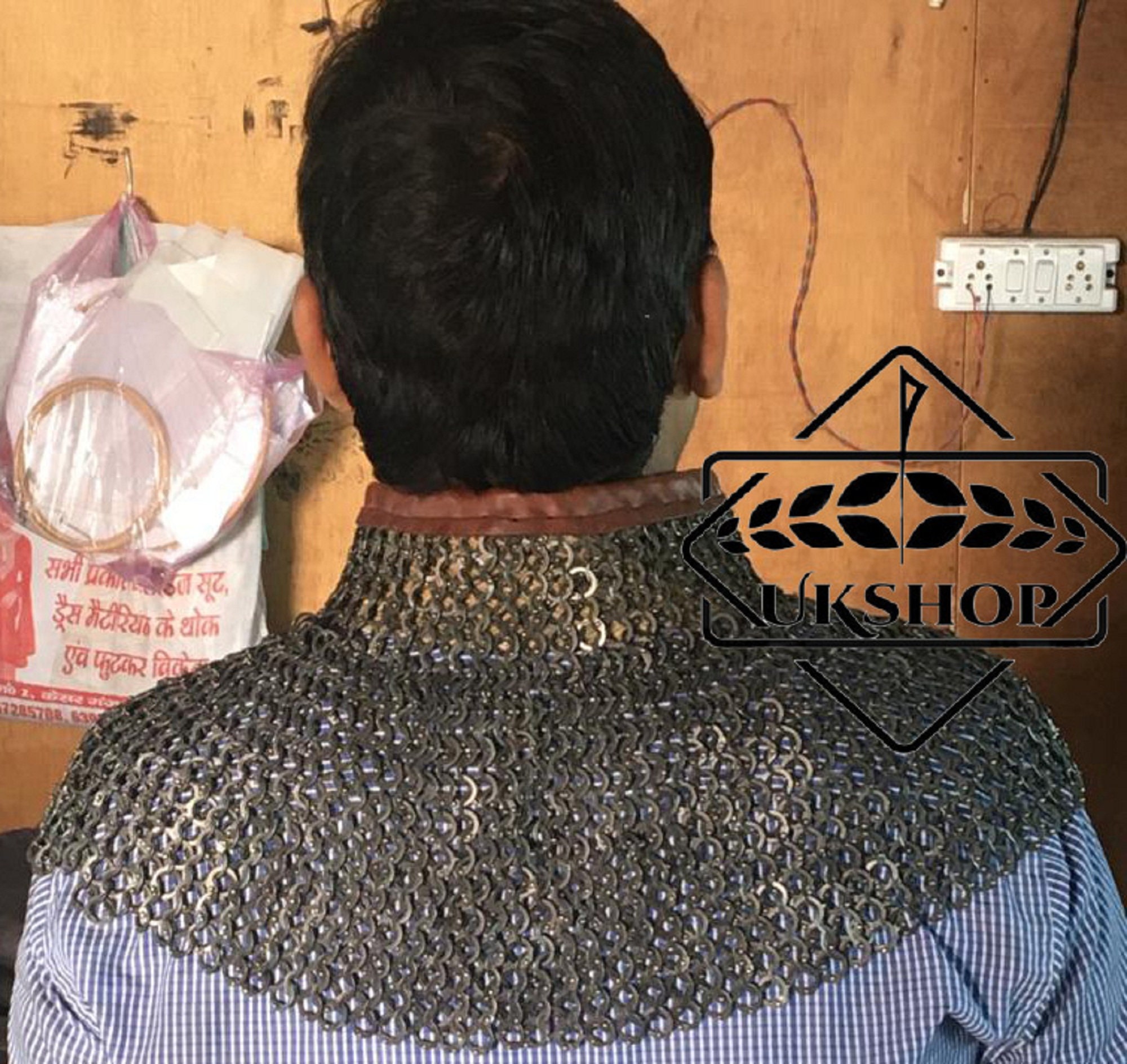 Chainmail collar neck protection with leather 9 MM flat Etsy