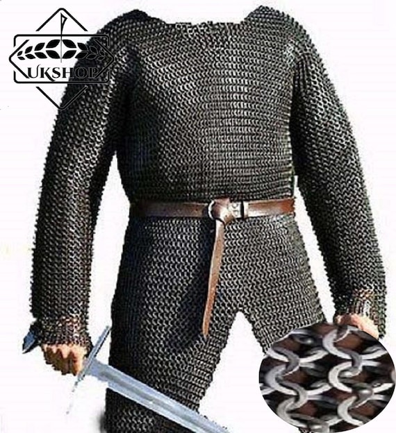 Details about / Halloween GiftFlat Riveted Flat Washer Chain mail 9 mm M Size Half Sleeve Black