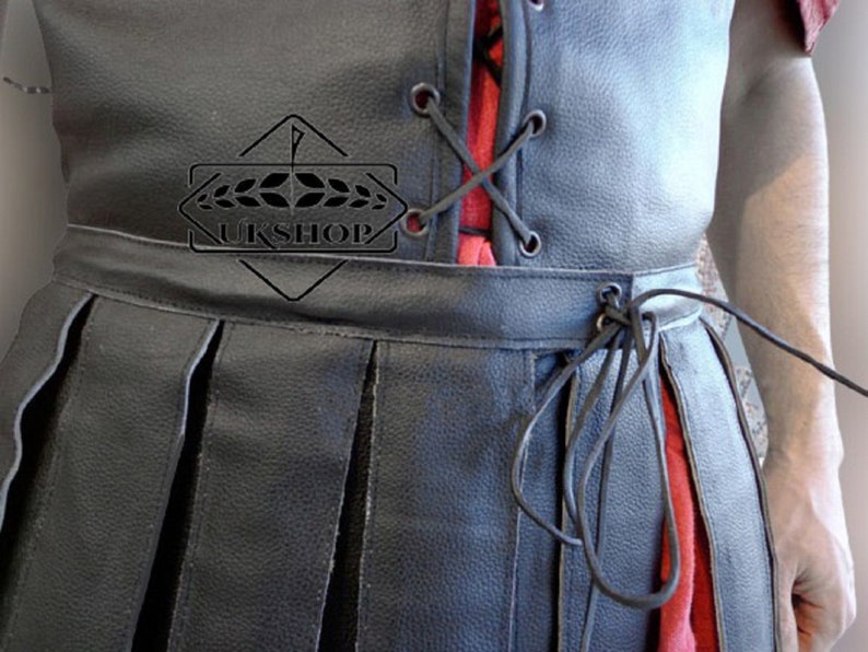 Medieval Black Leather Costumes Thick Leather Sleeveless Etsy