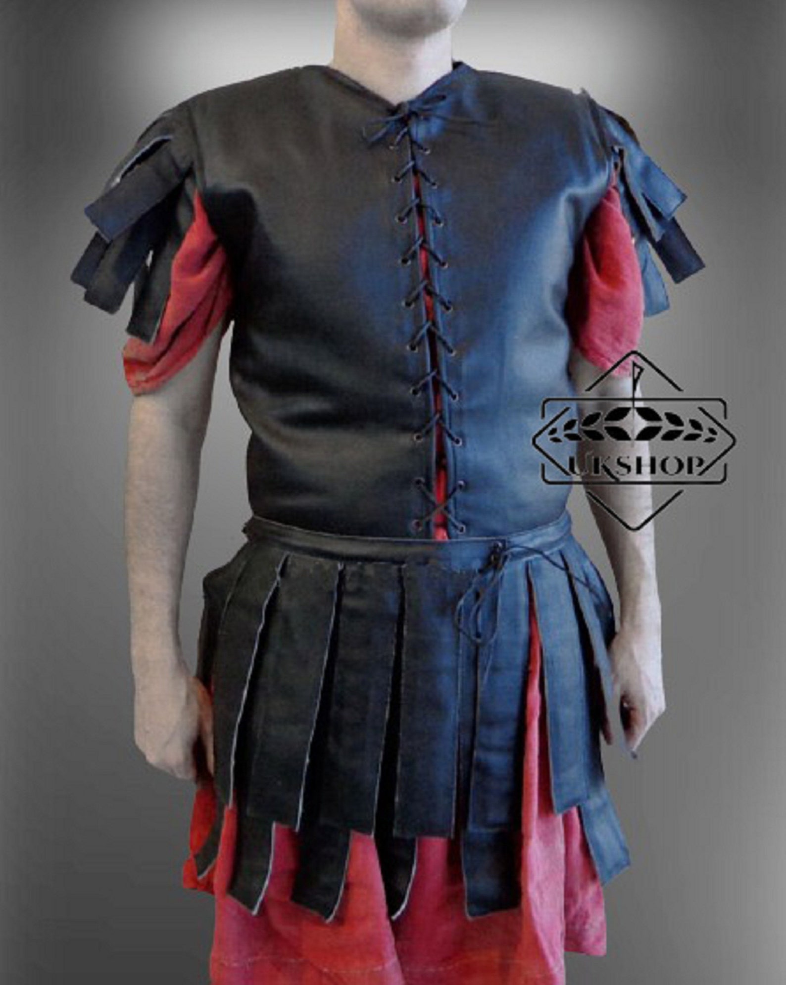 Medieval Black Leather Costumes Thick Leather Sleeveless Etsy