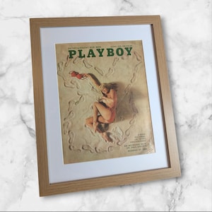 Vintage Playboy Magazine Cover |  Pin-Up Art | Framed Retro 70s Playboy Issue | Mid-Century | Wooden Frame | Framed Playboy