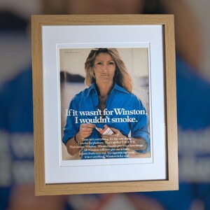 Framed Vintage Winston Cigarettes Ad | 1970s Collectible Tobacco Print | Retro Wall Art | Mid-Century Decor | Americana Advertisement