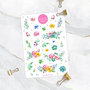 Floral Sticker Sheet, Flower Stickers, Leaves Stickers, Greenery Stickers, Bujo Stickers, Planner Stickers,Bullet Journal Stickers,Scrapbook