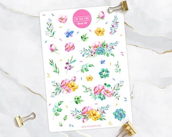 Floral Sticker Sheet, Flower Stickers, Leaves Stickers, Greenery Stickers, Bujo Stickers, Planner Stickers,Bullet Journal Stickers,Scrapbook