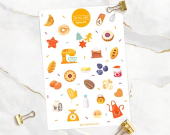 Baking Sticker Sheet, Food Stickers, Planner Stickers, Bullet Journal Stickers, Food Stickers, Kitchen Stickers, Baker Stickers, Xmas Gift