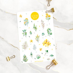 Floral Sticker Sheet, Flower Stickers, Leaves Stickers, Greenery Stickers, Bujo Stickers, Planner Stickers,Bullet Journal Stickers,Scrapbook
