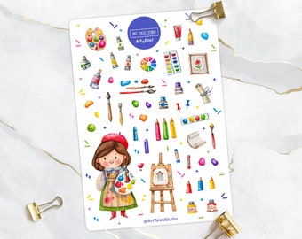 Künstler Sticker Sheet, Kunst Sticker, Planer Sticker, Bullet Journal Sticker, Painting Stickers, Zeichnung Sticker, Bujo Sticker, Maler