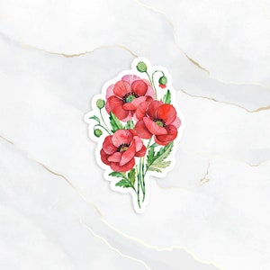 Autocollant de coquelicots 3x2 po, Autocollant flocon, Autocollant découpé Anzac Day, Autocollant bouquet de fleurs, Amateur de plantes, Autocollant pour ordinateur portable, Planificateur, Bujo