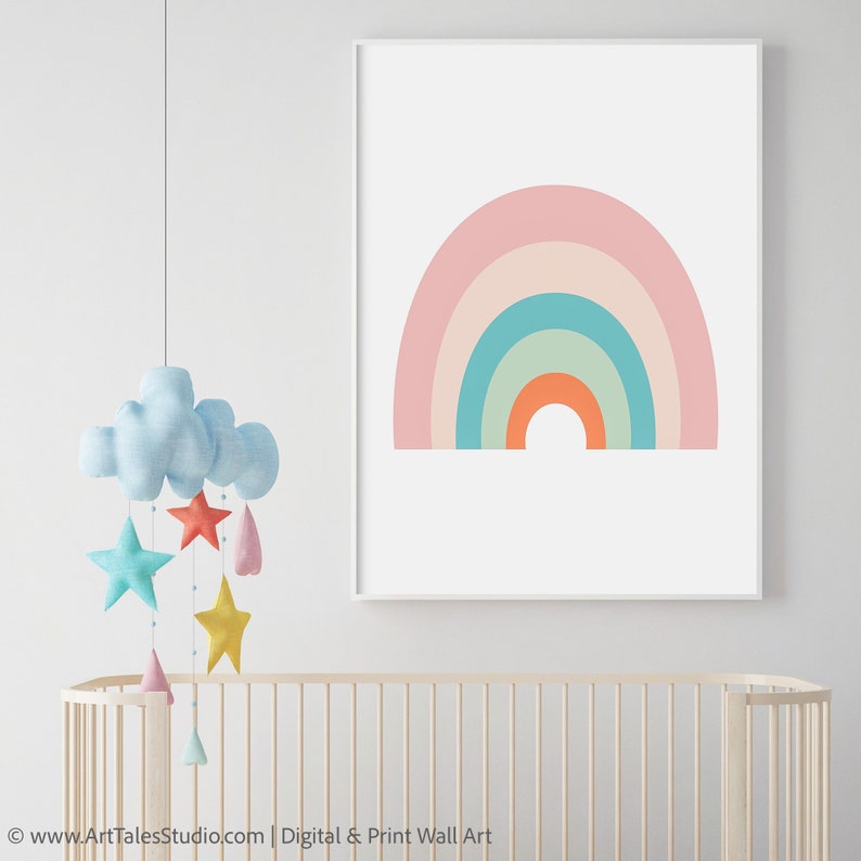 Rainbow Print Printable Wall Art Girls Bedroom Decor Etsy