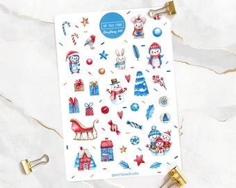 Foglio adesivo di Natale, adesivi invernali, adesivi per planner, adesivi per bullet journal, adesivi festivi, adesivi per le vacanze, imbottitura di calze