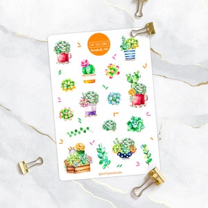Foglio adesivo per piante grasse, adesivi per piante, adesivi per il verde, adesivi per planner, adesivi per bullet journal, adesivi per la natura, adesivi per piante domestiche