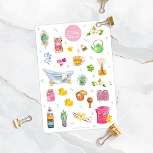 Feuille d’autocollants self care, Autocollants Self Love, Me Day, Autocollants Planner, Autocollants Bullet Journal, Beauté, Journée Spa, Santé mentale, Me Time