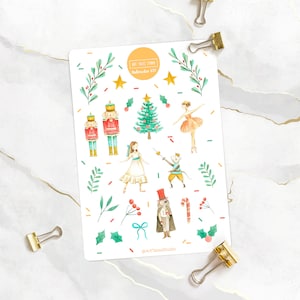 Adesivos de Natal, folha de adesivos, adesivos de quebra-nozes, adesivos de planejador, adesivos de diário com marcadores, adesivos festivos, adesivos de feriado, presente de Natal