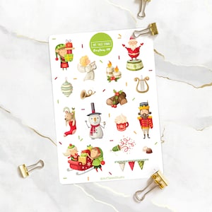 Christmas Sticker Sheet, Winter Stickers, Planner Stickers, Bullet Journal Stickers, Festive Stickers, Holiday Stickers, Holiday, Xmas Gift