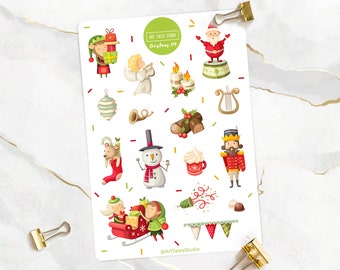 Foglio adesivo di Natale, adesivi invernali, adesivi per pianificatori, adesivi per bullet journal, adesivi festivi, adesivi per le vacanze, vacanze, regalo di Natale