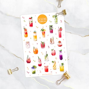 Cocktails Stickervel, Happy Hour Stickers, Date Night, Planner Stickers, Bullet Journal Stickers, Drankjes, Mojito, Zomer, Feest, Feestelijk