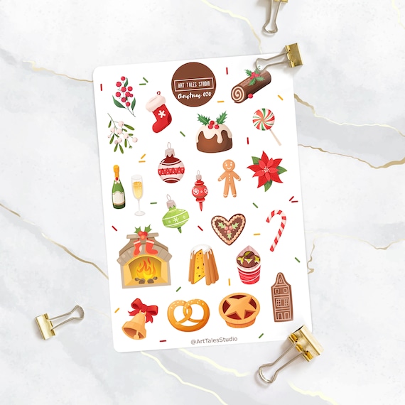 Vinyl Stickers Cozy Sticker Sheet Winter Planner Stickers Christmas ...