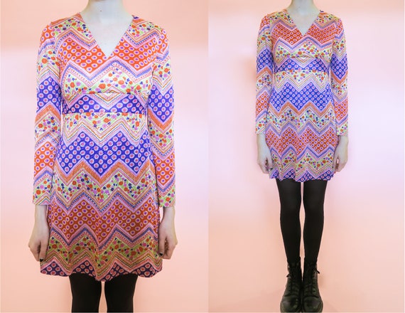 1960s Chevron Micro Mini Dress | XS | Groovy Psych