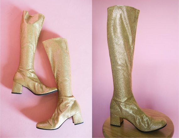 1960s Gold Lamé Gogo Boots | US 7ish | Groovy Disc