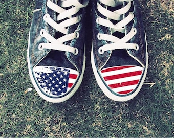 KJGDFS America Flag Painted Skull Flat Shoes Fashion Slip-on for Man