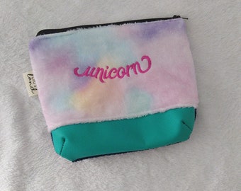 Bolso de mano de unicornio. Bolso de mano de tela arcoíris. estuche para lápices de niña