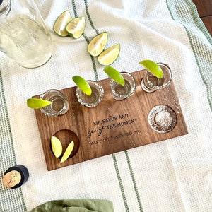 Garnish Board and Tequila Flight set 2-in-1, Mini Cutting Board and Tequila Flight Board, Personalized Tequila Flight Board