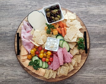 Extra Large Round Charcuterie Board: Food Safe Grazing Tray