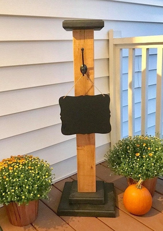 Welcome Post Decorative Stained Hardwood Porch Post Stand Etsy